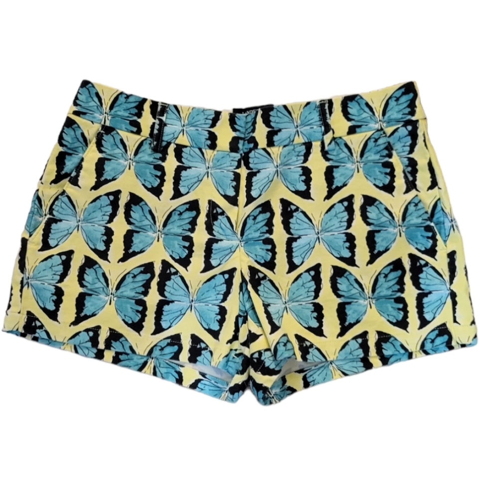 Lands End Low Rise Butterfly Shorts Sz 2 Yellow Blue